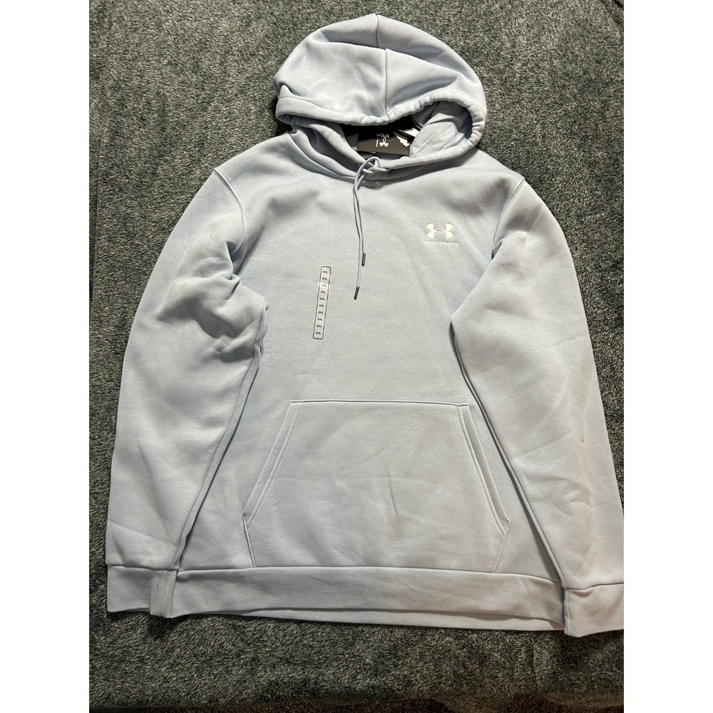 Under Armour Mens Size 2XL Light Blue Icon Fleece Hoodie Sweatshirt